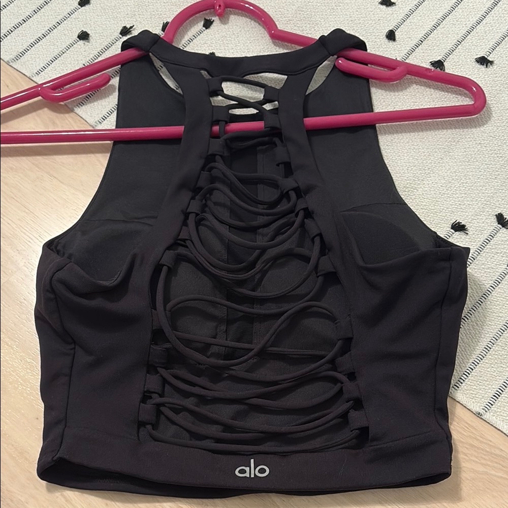 ALO Yoga Black Strappy Crop Top